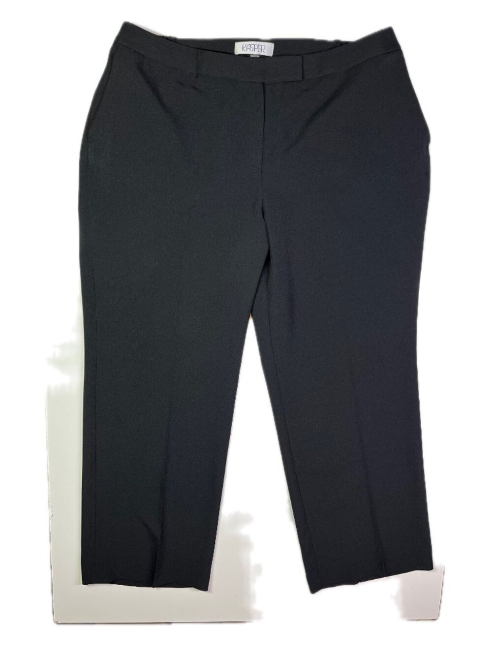 Kasper Size 16W Black Dress Pants Flat Front Zip Fly